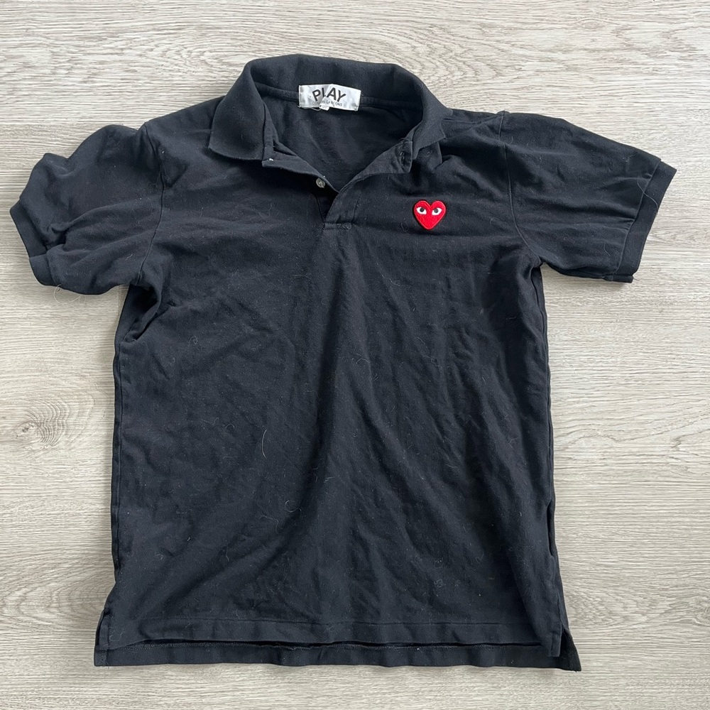 Comme des Garcons PLAY Black Polo Shirt with Heart Logo